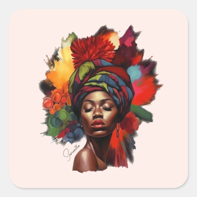 Sticker Carré Une femme afro-américaine capable (Devant)