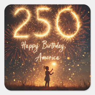 Sticker Carré Une fille avec des étincelants pour le 250e annive