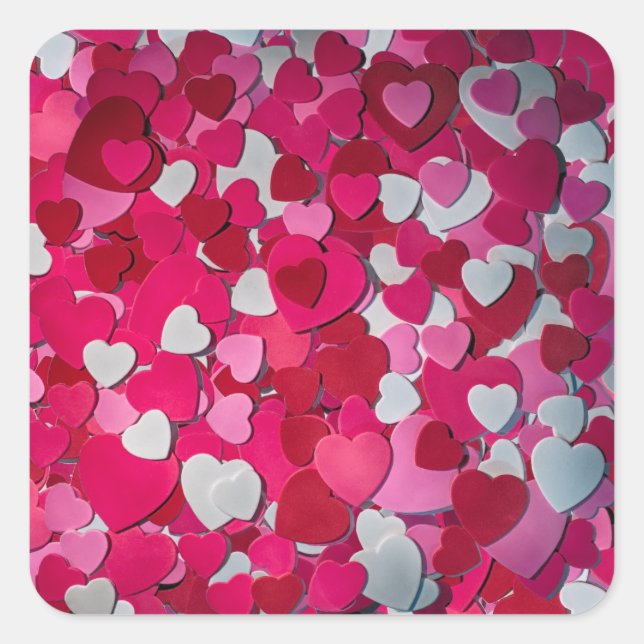 Sticker Carré Une Mer de Coeurs Amoureux (Devant)