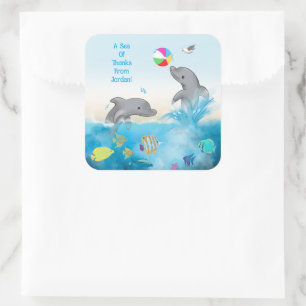 Sticker Carré Une mer de grâce Dolphin Ocean Volleyball