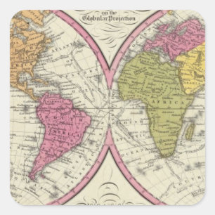 Sticker Carré Une nouvelle carte du monde sur la projection