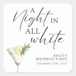 Sticker Carré Une nuit dans tout Anniversaire Blanc