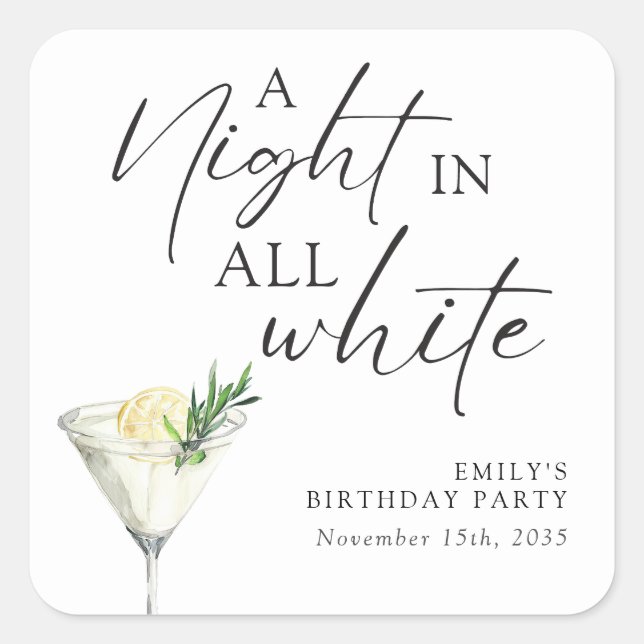 Sticker Carré Une nuit dans tout Anniversaire Blanc (Devant)
