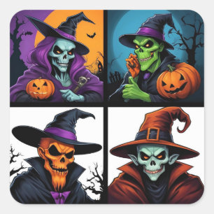 Sticker Carré Une Nuit de Magie d'Halloween