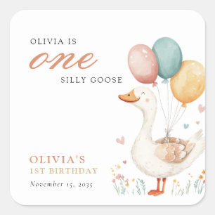 Sticker Carré Une oie sotte 1ère fête d'anniversaire