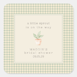 Sticker Carré Une petite pousse est en route Baby Shower 