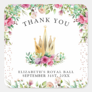 Sticker Carré Une petite princesse Merci Floral