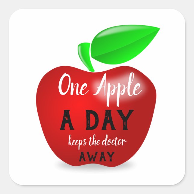 Sticker Carré Une pomme par jour - proverbe (Devant)