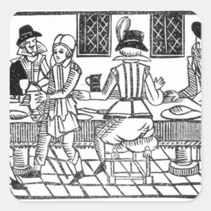 Sticker Carré Une soirée de souper, un livre de ballades de Roxb