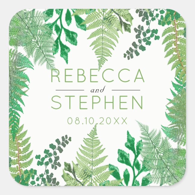 Sticker Carré Une verdure élégante | Wild Ferns Mariage (Devant)
