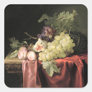 Sticker Carré Une vie morte avec raisins, prunes