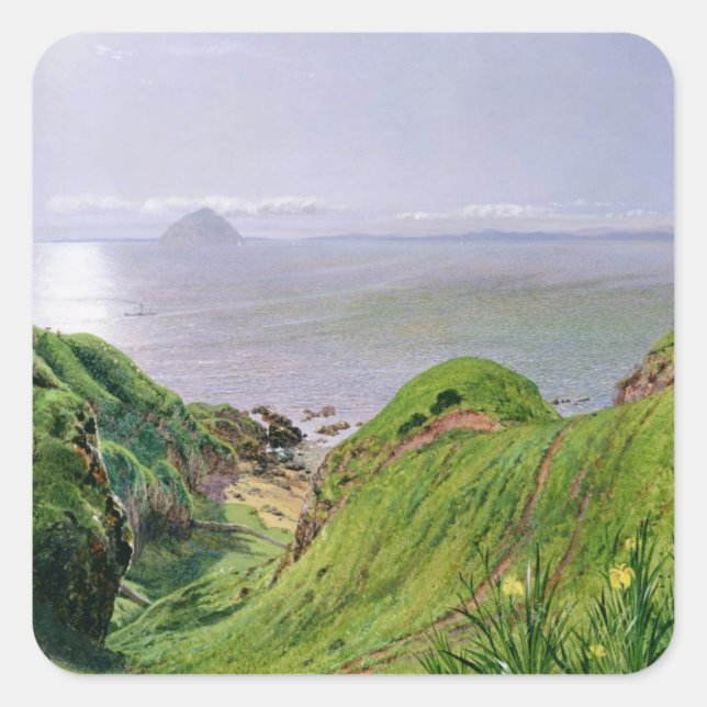 Sticker Carré Une vue d'Ailsa Craig et l'île d'Arran, 1860 (Devant)