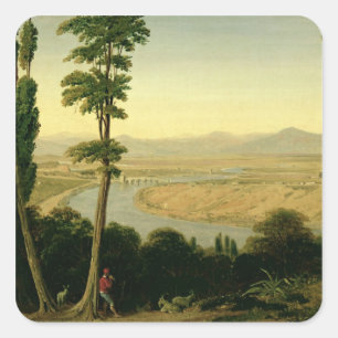 Sticker Carré Une vue du Tibre et de la Campanie romaine