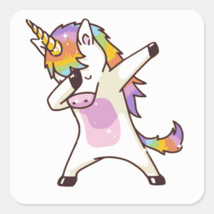 Sticker Carré Unicorn Dabbing, cadeaux pour filles