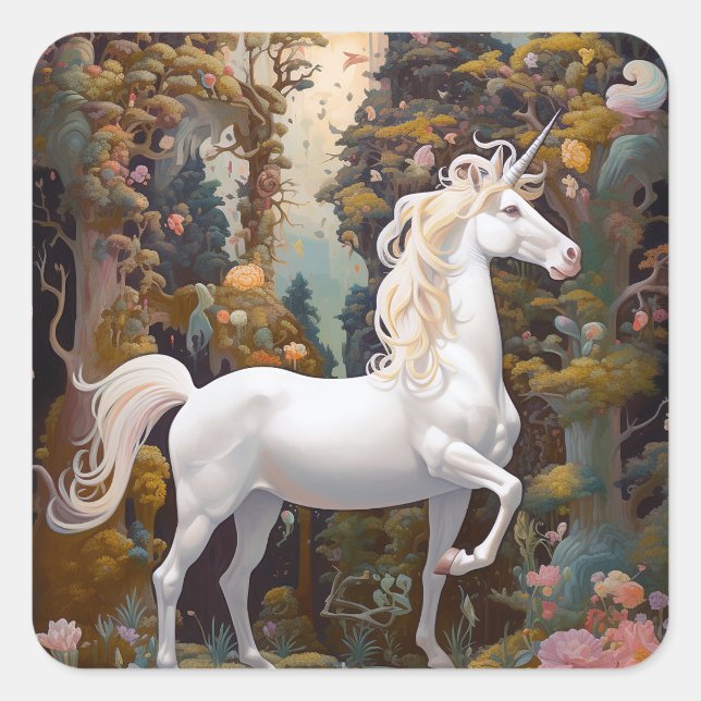 Sticker Carré Unicorn Imaginaire Art (Devant)
