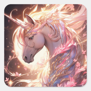 Sticker Carré Unicorn Imaginaire Art