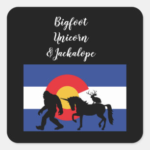 Sticker Carré Unicorn Jackalope et Bigfoot