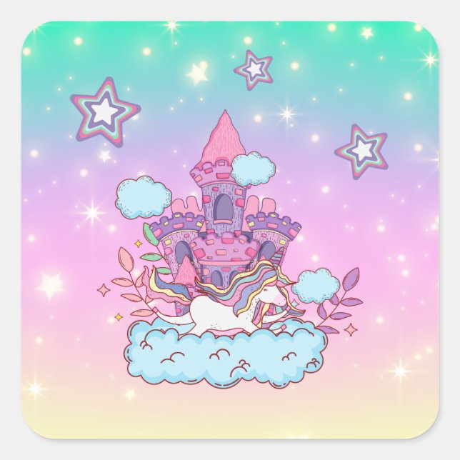 Sticker Carré Unicorn Party Collection! (Devant)