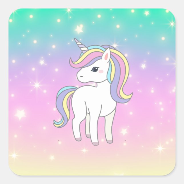 Sticker Carré Unicorn Party Collection! (Devant)