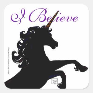 Sticker Carré Unicorn Silhouette