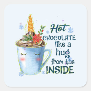 Sticker Carré Unicorne au chocolat chaud