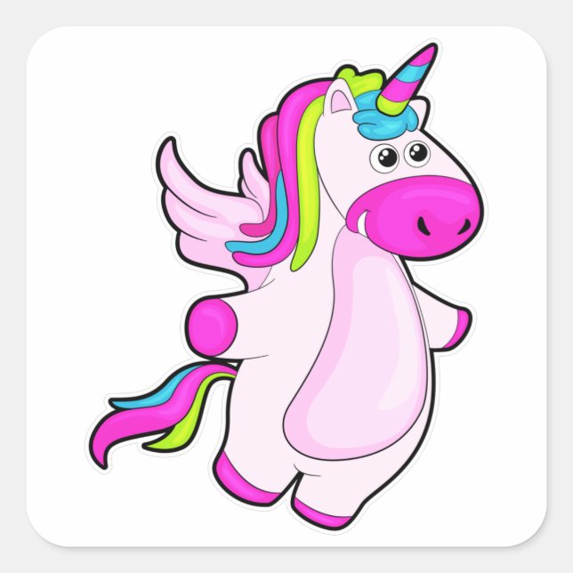 Sticker Carré Unicorne au vol (Devant)