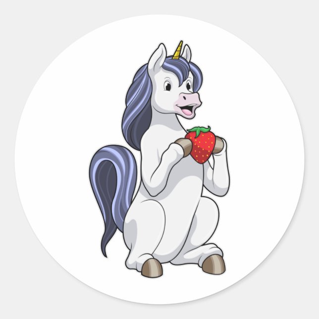 Sticker Carré Unicorne aux fruits de fraise (Devant)