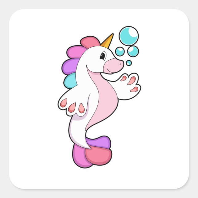 Sticker Carré Unicorne avec bulles d'eau.PNG (Devant)