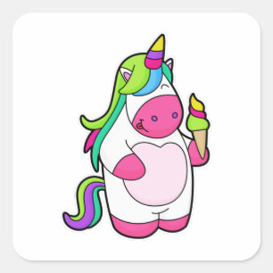 Sticker Carré Unicorne avec gaufre Glace