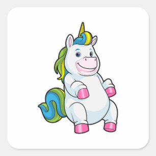 Sticker Carré Unicorne avec gros ventre
