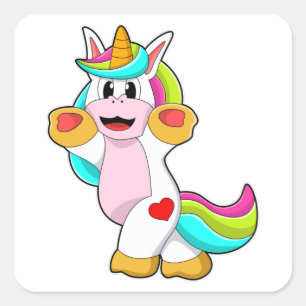 Sticker Carré Unicorne avec tatouage cardiaque