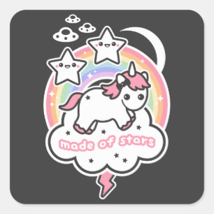 Sticker Carré Unicorne en étoile