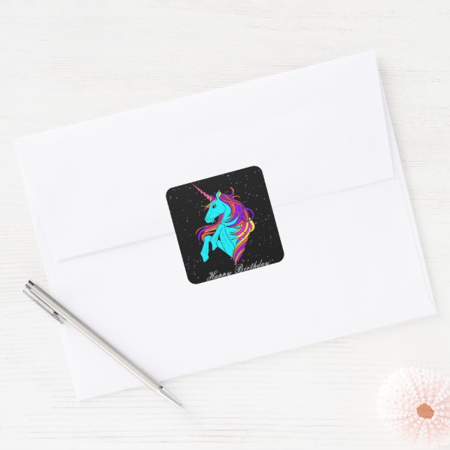 Sticker Carré Unicorne magique (Enveloppe)
