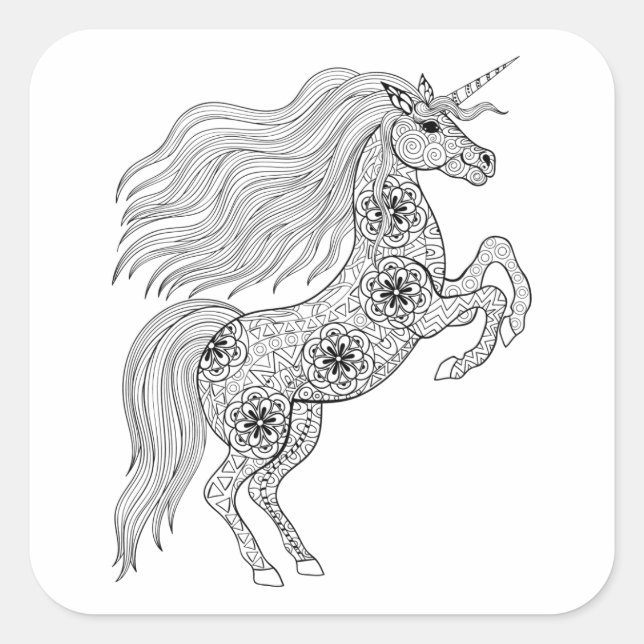 Sticker Carré Unicorne magique inspirée (Devant)