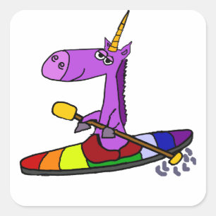 Sticker Carré Unicorne magique Kayaking Art