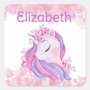 Sticker Carré Unicorne magique, personnalisée