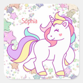 Sticker Carré Unicorne personnalisée