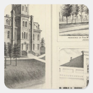 Sticker Carré Union High School, résidence & Jackson County Bank