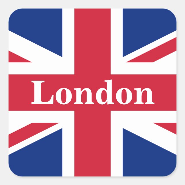 Sticker Carré Union Jack London ~ British Flag Classic Round Sti (Devant)