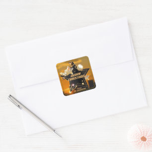 Sticker Carré Unique Sunrise Black Gold Metallic Stars Xmas