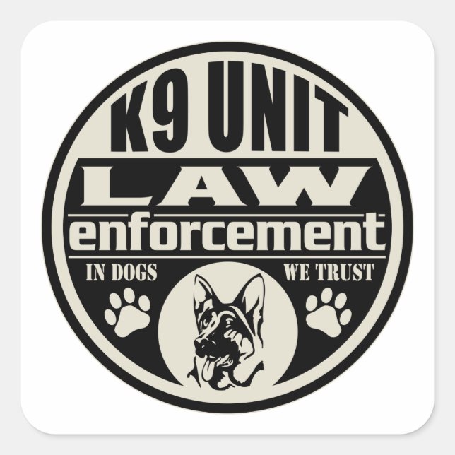 Sticker Carré Unité K9 Chez Les Chiens Que Nous Croyons (Devant)
