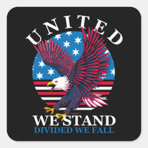Sticker Carré United We Stand - Eagle et American Flag