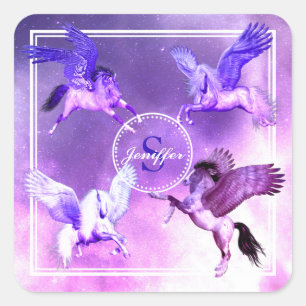 Sticker Carré Univers Magique Pegasus.
