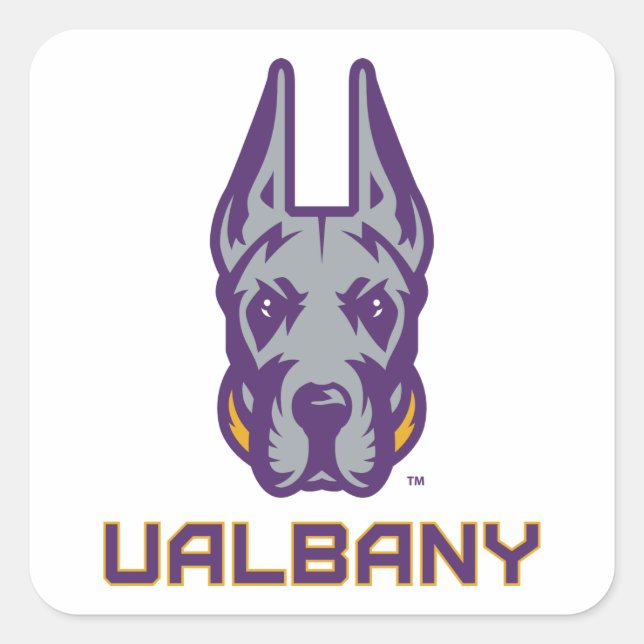 Sticker Carré Université d'Albany Great Danes (Devant)