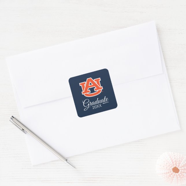 Sticker Carré Université d'Auburn | Diplômé (Enveloppe)