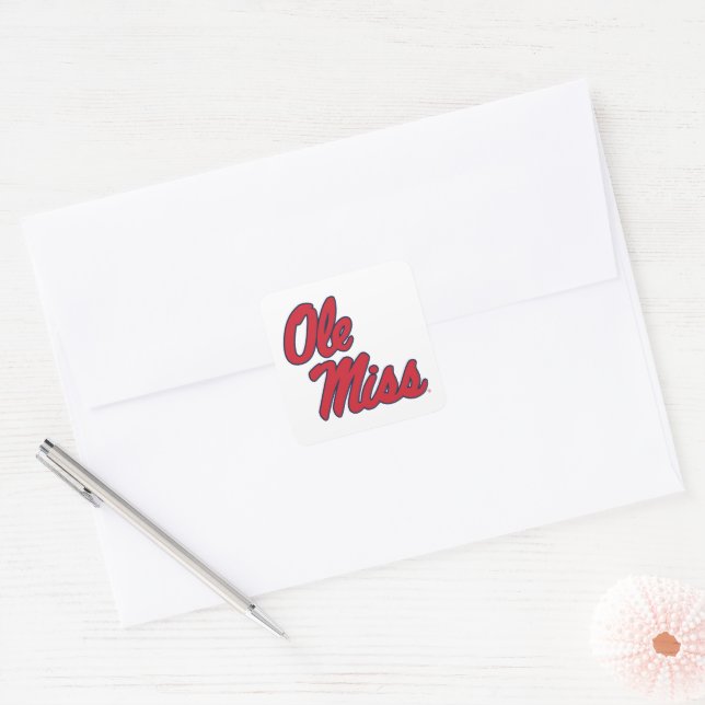 Sticker Carré Université du Mississippi | Ole Miss Script (Enveloppe)