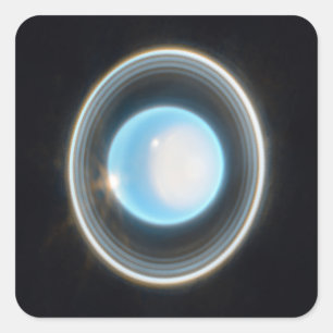 Sticker Carré Uranus planétaire avec anneaux Image JWST