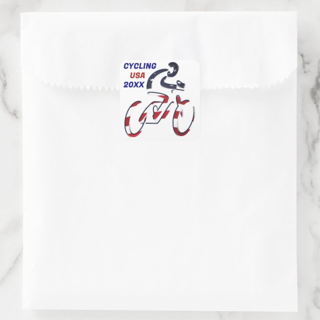 Sticker Carré USA Patriotic Biking CYCLING (Sac)