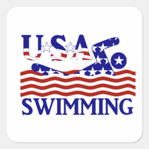 Sticker Carré USA Patriotique Sports de natation
