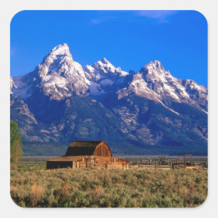 Sticker Carré USA, Wyoming, Grand Teton National Park, matin